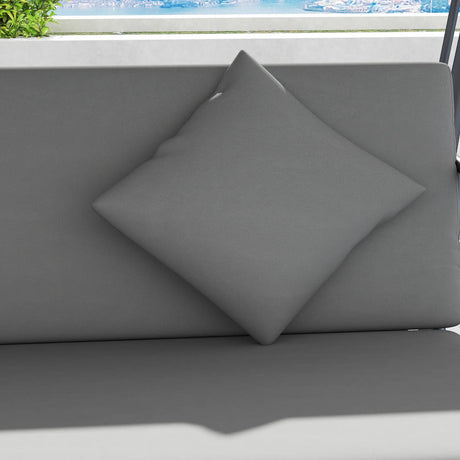 Outsunny Outdoor 2-in-1 Swing Chair Lounger 3 Seater Garden Swing Seat Bed Convertible Tilt Canopy W/ Cushion, Light Grey
