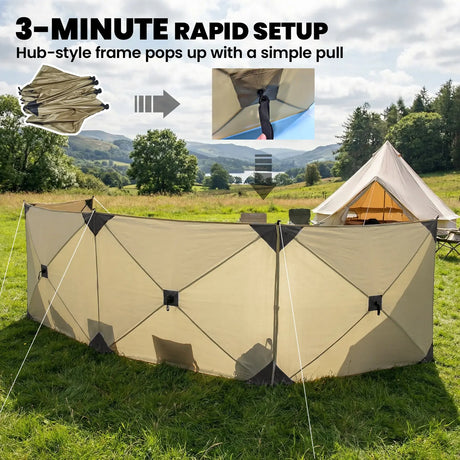 Outsunny Camping Windbreak Pop Up Windbreaker Blocker with Ropes Pegs for Beach Caravan Outdoor 480 x 120 cm