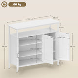 HOMCOM Industrial Kitchen Sideboard with Open Shelf, 2 Cabinets, Adjustable Shelves for Living Room, Dining Room, White