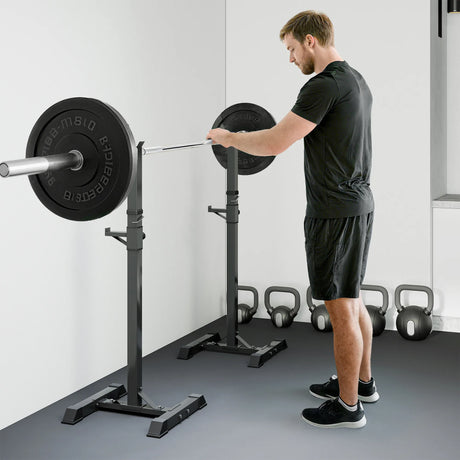 HOMCOM Adjustable Squat Rack, Weight Strength Training Bench Press Rack Weight Bench Supporter for Home Gym Exercise, Max Load 150kg, 124-154cm