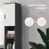 kleankin Line Embossed Tall Bathroom Storage Cabinet - Grey