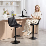 HOMCOM Set of 2 Leathaire Tub Bar Stools - Black
