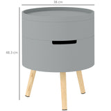 HOMCOM 3-Tier Coffee Table, Round End Table with 2 Hidden Compartments and Detachable Tray, Side Table with Storage for Living Room, Grey