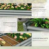 Outsunny 180 x 90cm Galvanised Steel Open Planter - Silver
