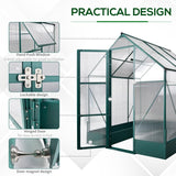 Outsunny 6x6 FT Polycarbonate Greenhouse with Base and Raised Bed, Walk-in Greenhouse with Aluminium Frame, Temperature Controlled Window, Foundation for Plants, Flowers, Vegetable