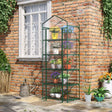 Outsunny 5 Tier Mini Greenhouse, Small Walk-in Greenhouse with Reinforced Plastic Cover, Garden Grow House with Roll Up Door and Shelves, 69 x 49 x 193cm, Green
