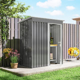 Outsunny 5 x 3ft Garden Storage Shed with Sliding Door and Sloped Roof Outdoor Equipment Tool, Light Grey