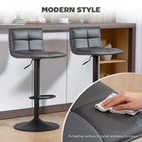 HOMCOM Set of Two Modern Faux Leather Bar Stools - Dark Grey