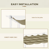 Outsunny Retractable Pergola Cover, 2.55 x 2.5 m Replacement Canopy Fabric for 3 x 3 m Frame, Roof Top Only, Tan