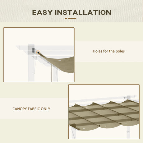 Outsunny Retractable Pergola Cover, 2.55 x 2.5 m Replacement Canopy Fabric for 3 x 3 m Frame, Roof Top Only, Tan