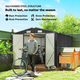 Outsunny 12 x 8 ft Garden Shed, Outdoor Storage Shed with 4 Vents and Lockable Double Doors, Dark Grey