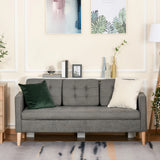 HOMCOM Modern 3 Seater Sofa with Hidden Storage, 169cm Tufted Snow Flannel Couch with Wood Legs, Compact Sofa for Living Room, Grey