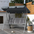 Outsunny 3 Seater Swing Chair, Garden Swing Bench with Adjustable Tilting Canopy, Breathable Mesh Seat and Heavy Duty Metal Frame for Patio, Garden, Dark Grey