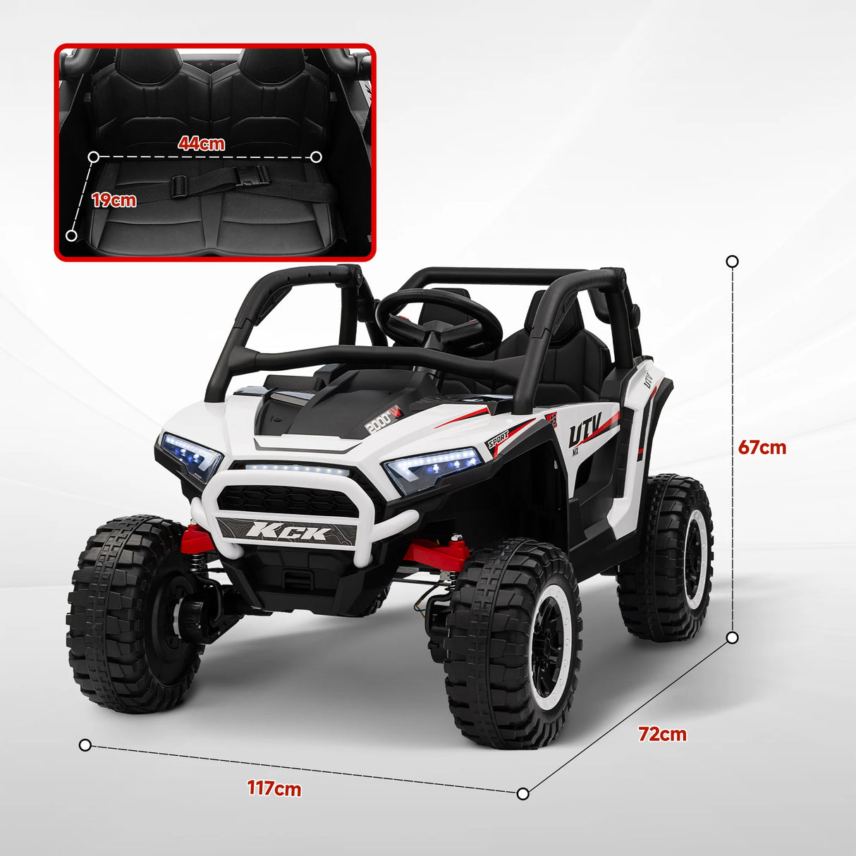 AIYAPLAY 2 Seater 24V 7AH Ride on Truck, Battery Powered Electric Ride On Car w/ Remote, Suspension, 3 Speeds, White