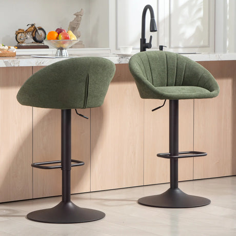 HOMCOM Set of Two Relaxed Tub Bar Stools - Dark Green