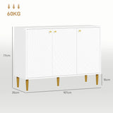 HOMCOM Elegant Two-Cupboard Sideboard - White/Gold-Tone