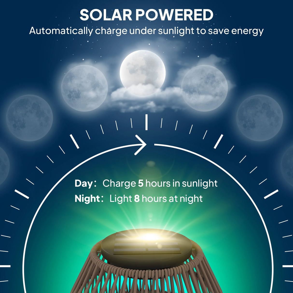 Outsunny Rattan Solar Lamp, Garden Solar Lantern with Auto On/Off Light, IP44 Waterproof, Decorative Outdoor Rattan Lamp for Porch, Pathway, Dark Brown