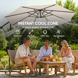 Outsunny 3 m Garden Cantilever Parasol with Cover, Round Overhanging Umbrella with 360 Rotation, Tilt, Cream White