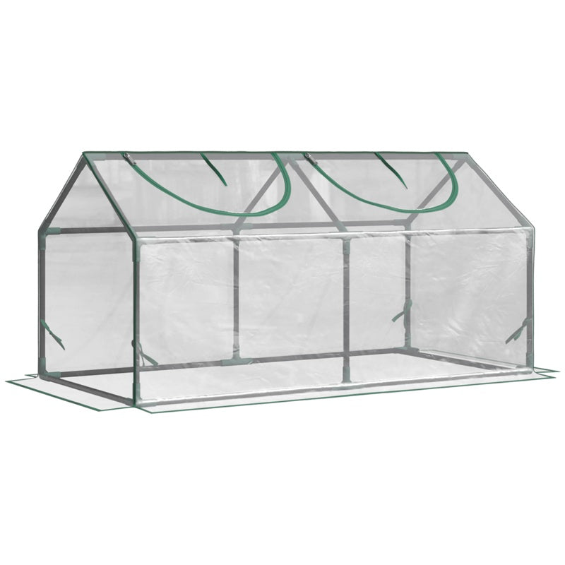 Outsunny Mini Greenhouse Portable Flower Planter Vegetable Grow House for Garden Backyard with Zipped Windows, 120 x 60 x 60 cm, Clear