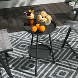 Outsunny Two-Tier Metal Garden Table - Black