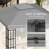Outsunny 3(m) Gazebo Top Cover Double Tier Canopy Replacement Pavilion Roof Light Grey