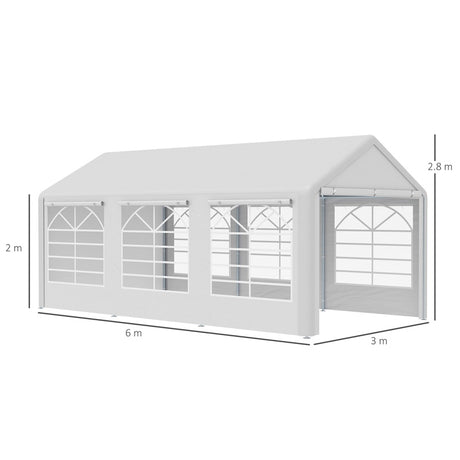 Outsunny 6 x 3(m) Garden Gazebo Marquee Party Tent Wedding Portable Garage Carport shelter Car Canopy Outdoor Heavy Duty Steel Frame Waterproof Rot Resistant