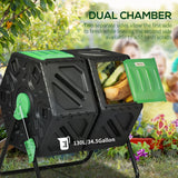 Outsunny 130L Double Chamber Composter - Black