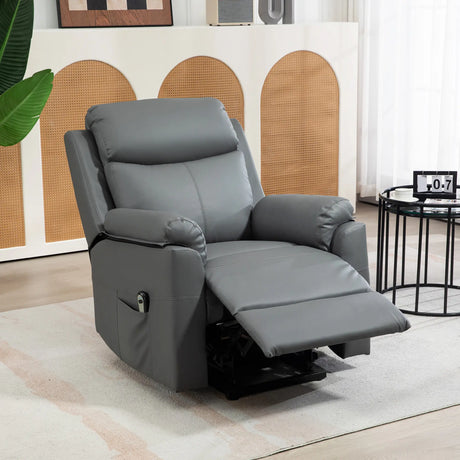HOMCOM Faux Leather 70 Electric Riser Recliner Chair, Charcoal Grey
