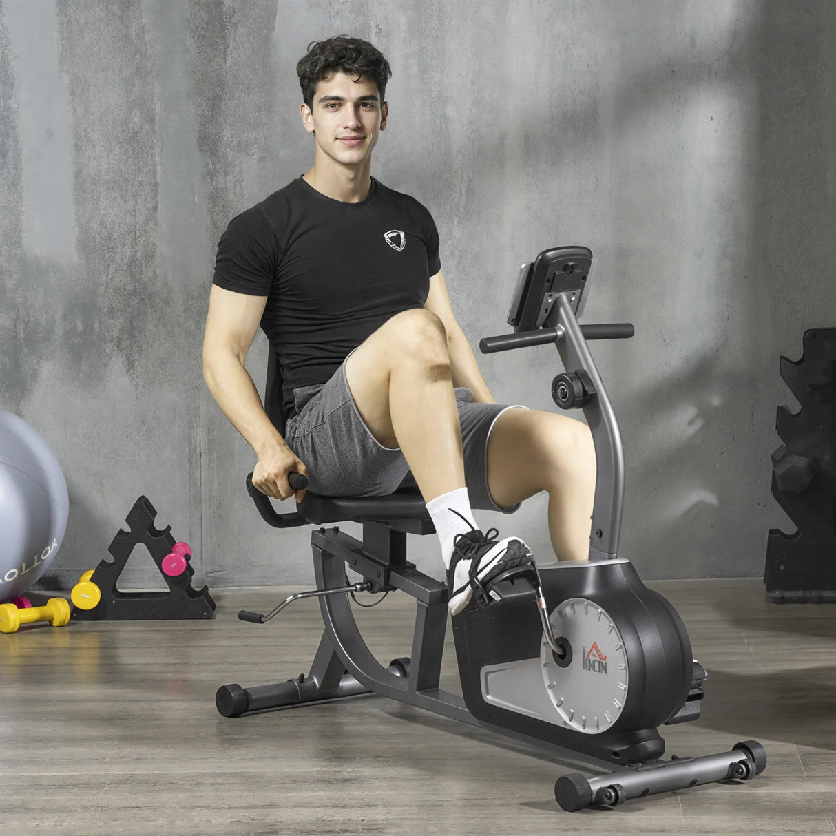 HOMCOM Exercise Bike with LCD Display, Stationary Bike with Quiet 8-Level Magnetic Resistance, Adjustable Seat and Backrest, Indoor Cycling Exercise Equipment for Home Gym Fitness Workout Training