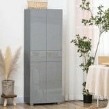 HOMCOM Storage Cabinet, Kitchen Cupboard with 3 Adjustable Shelves, 60L x 35W x 170H cm, High Gloss Grey