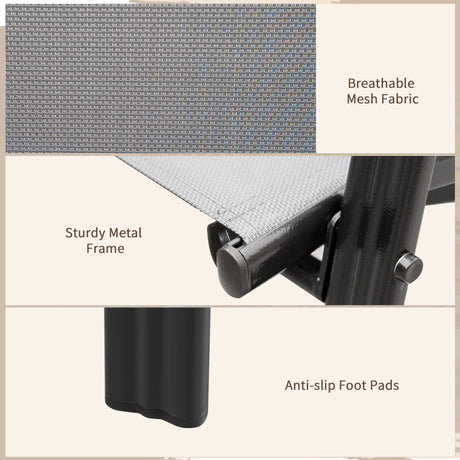 Outsunny Set of Four Stackable Mesh Seat Chairs - Dark Grey