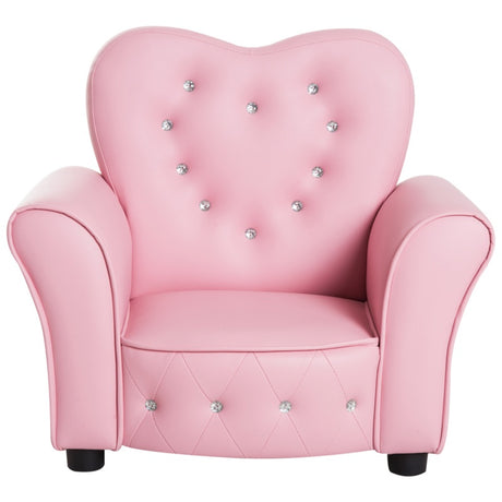 HOMCOM Kids Armchair Toddler Chair Seating Relax Playroom Seater Girl Princess Pink