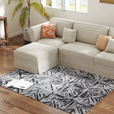 HOMCOM Modern Area Rug, Triangle Pattern Non-Slip Washable Rug, Chenille Floor Carpet for Living Room, Bedroom, Dining Room, Home Office, 170 x 120 cm, Black