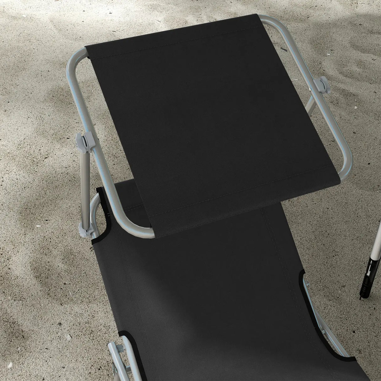 Outsunny Foldable Sun Lounger Set of 2 with Sun Shade & Adjustable Backrest - Black