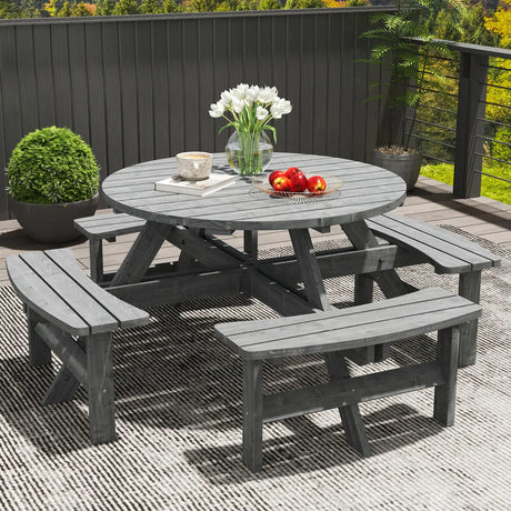 Outsunny 8-Seater Wooden Picnic Set-Fir Wood