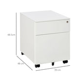 Vinsetto 2-Drawer Vertical File Cabinet, Lockable Steel Filing Cabinet with Pencil Tray and Hanging Bar for A4, Letter, Legal-sized Files, Fully Assembled Except Casters, White