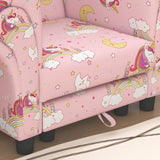 AIYAPLAY 2 Piece Kids Sofa Set with Unicorn Design, Wooden Frame, for 1.5-3 Years Old, Pink