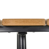 Outsunny Round Outdoor Side Table Adjustable Leg Pads Garden Table 49 x 49 x 48 cm Natural Wood & Black