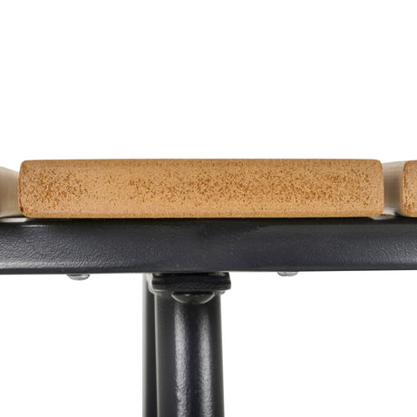 Outsunny Round Outdoor Side Table Adjustable Leg Pads Garden Table 49 x 49 x 48 cm Natural Wood & Black