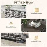 Outsunny Seven-Piece Rattan Patio Furniture Set, with Cushions - Grey