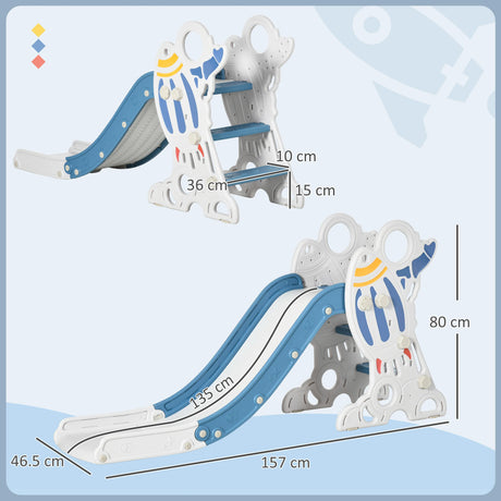 AIYAPLAY Space-Themed Baby Slide, Indoor Freestanding Kids Slide, for Ages 1.5-3 Years - Blue