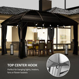 Outsunny 3 x 4m Hardtop Gazebo Canopy with Metal Roof, Aluminium Gazebo Permanent Pavilion with Netting and Curtains, Dark Grey