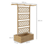 Outsunny Wooden Trellis Planter Box, Raised Garden Bed to Grow Vegetables, Herbs and Flowers, Natural Tone