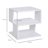 HOMCOM Side Table Square Coffee Table Modern End Table with 2 Tier Storage Shelves for Living Room, Bedroom, White