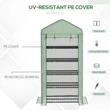 Outsunny 5 Tier Widened Mini Greenhouse with Reinforced PE Cover, Portable Indoor Outdoor Green House with Roll-up Door and Wire Shelves, 193H x 90W x 49Dcm, Green
