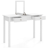 Vanity Desk Makeup Dressing Table with Flip Top Mirror and Drawers-White