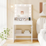 Vanity Desk with Mirror and Lights-White