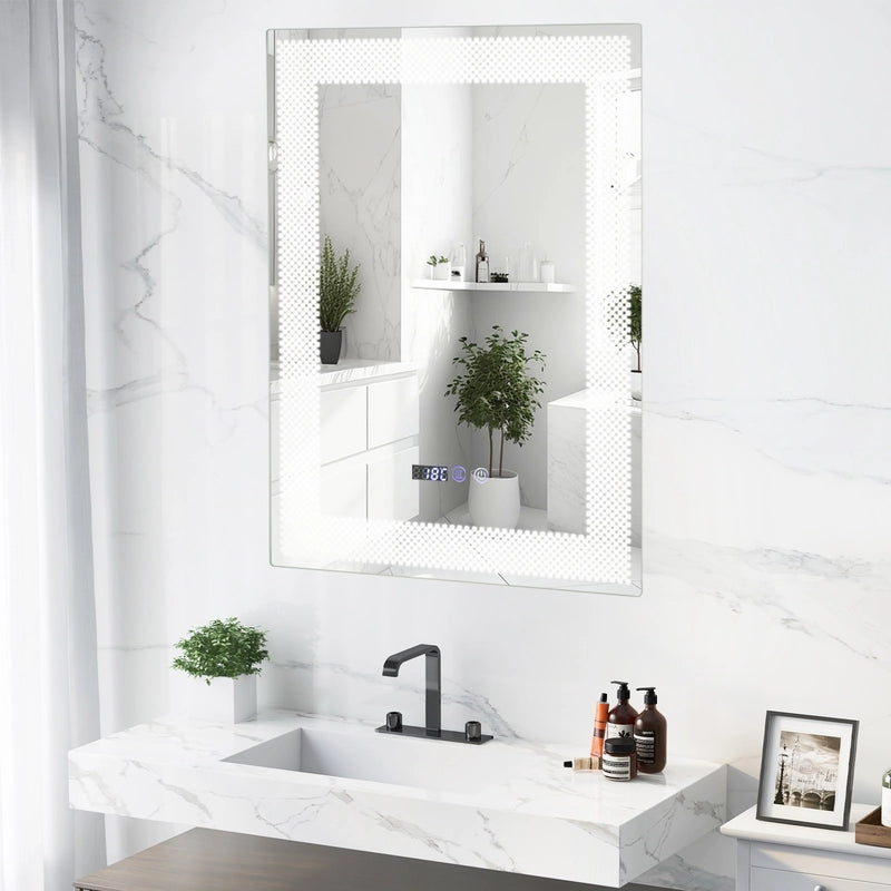 LED Wall Mounted Anti-Fog HD Vanity Mirror with 3 Color Adjustable Lights