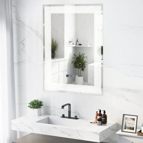 LED Wall Mounted Anti-Fog HD Vanity Mirror with 3 Color Adjustable Lights