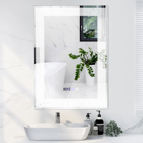 LED Wall Mounted Anti-Fog HD Vanity Mirror with 3 Color Adjustable Lights